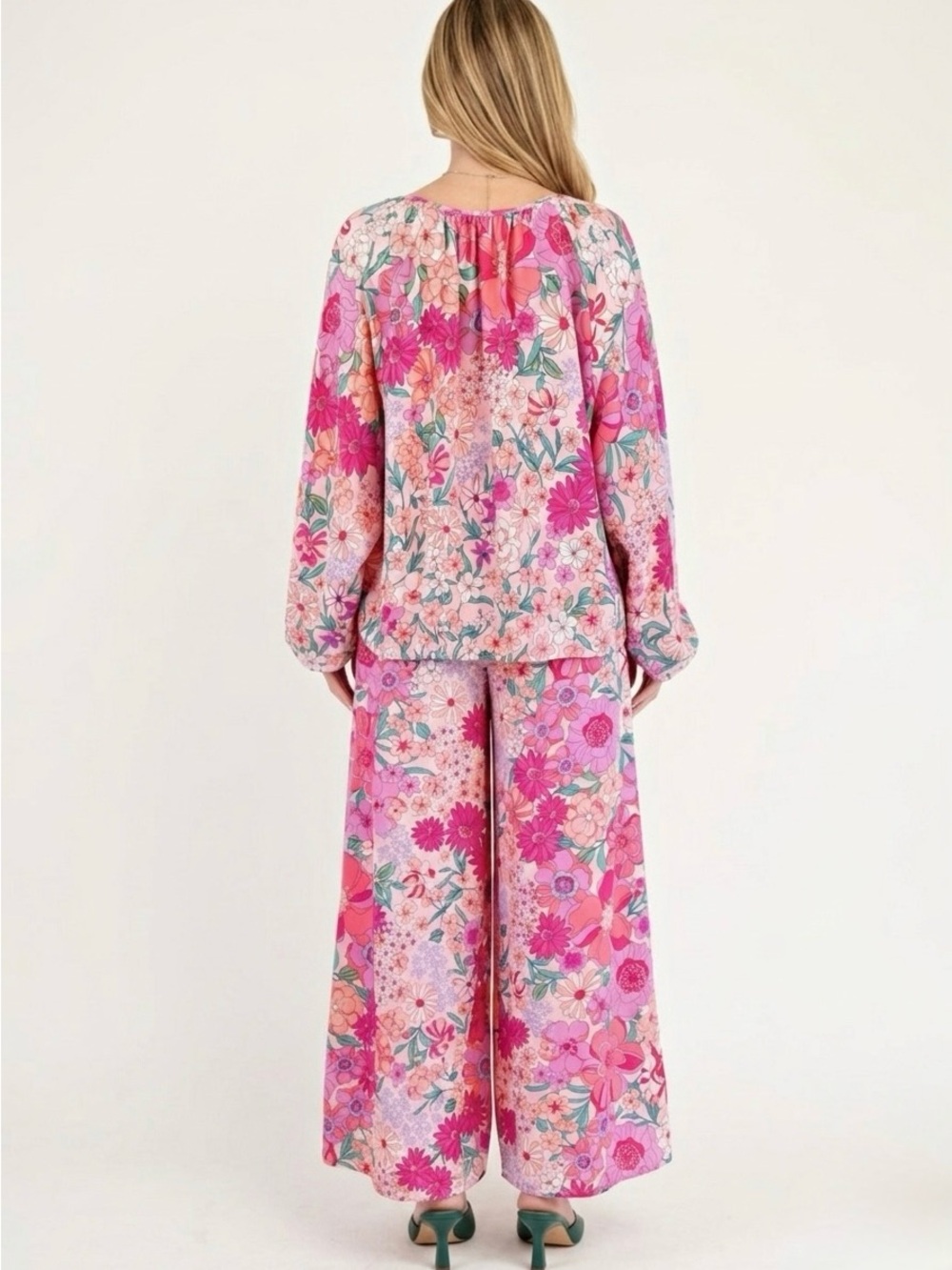 EASEL Vibrant Floral Palazzo Set Oversized Boho Chic Size Small NWT - Picture 3 of 5